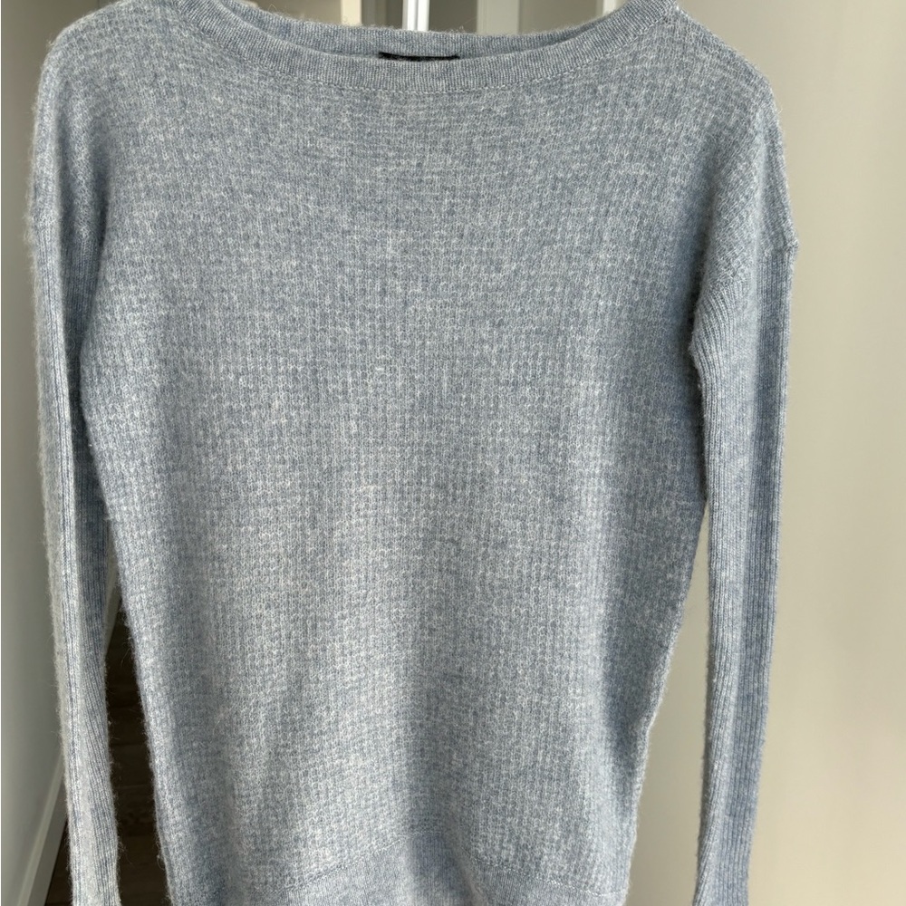 James Perse Blue Ribbed Crew Neck Sweater